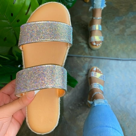 

Women s Fashion Casual Crystal Platform Wedge Slippers Outdoor Shoes