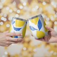 thumbnail image 2 of 12oz Stemless Wine Tumblers Lemon Vacuum Insulated Stainless Steel Travel Tumbler Cups Mug with Lid and Straw for Champaign,Cocktail,Beer with Cleaning Brush, 2 of 5