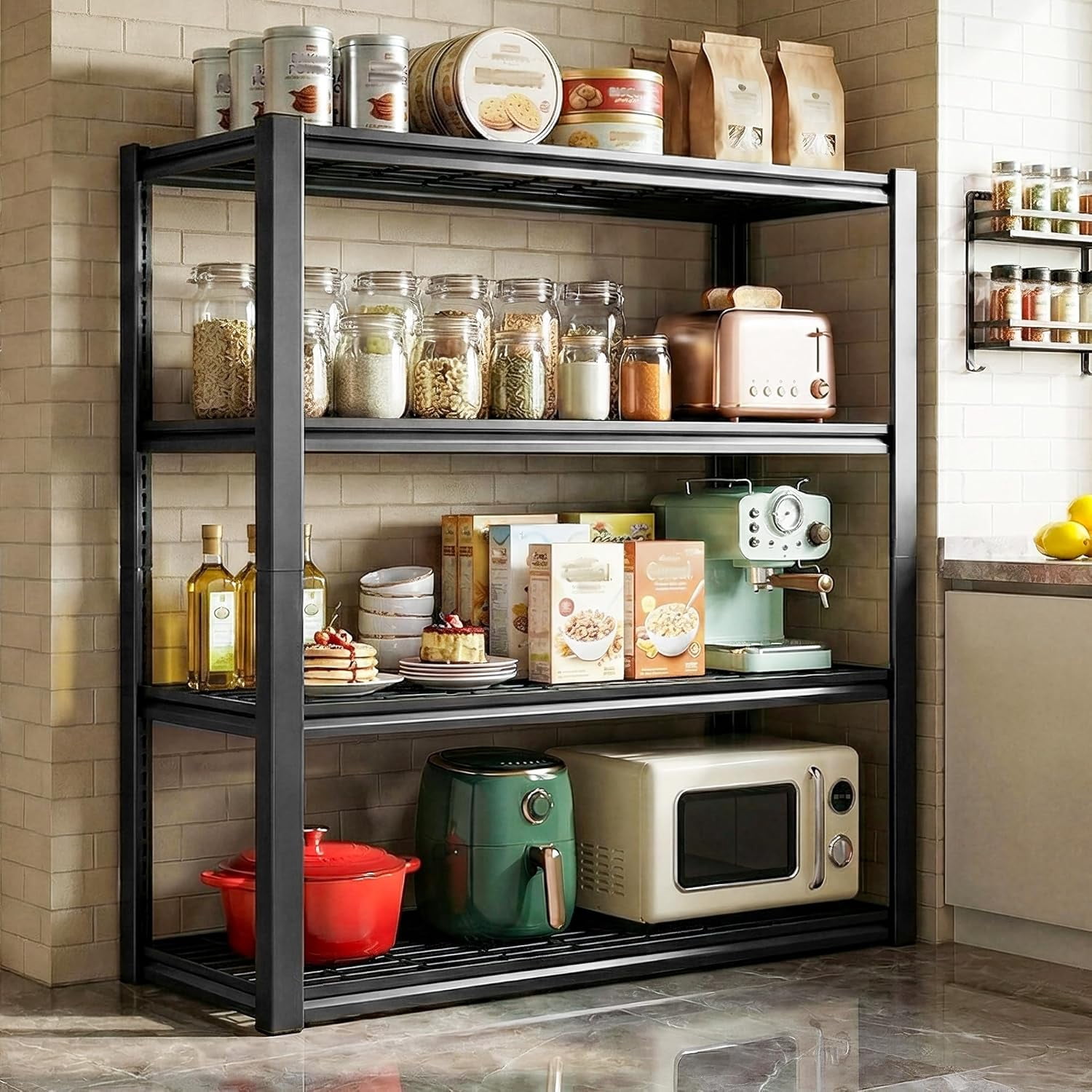 Howcool Heavy Duty Garage Shelving Unit, 2240 lbs Metal Storage Shelves, Adjustable Steel Shelving Rack, 39.37"W x 19.6"D x 60"H, 4-Tier Freestanding Industrial Shelf for Garage, Basement, Warehouse