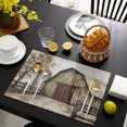 thumbnail image 4 of Farmhouse Wood Barn Placemats Set of 2, Vintage Country Rustic Farm Cabin Washable Wipeable Table Mats for Dining Tables, Indoor Outdoor Kitchen Place Mats for Holiday Party Table Decor, 4 of 9