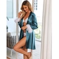 thumbnail image 3 of Ekouaer Women's Satin Robes Long Sleeve Silk Robe Bride Bridesmaid Robes Bridal Robes Soft Kimono Bathrobe, 3 of 6