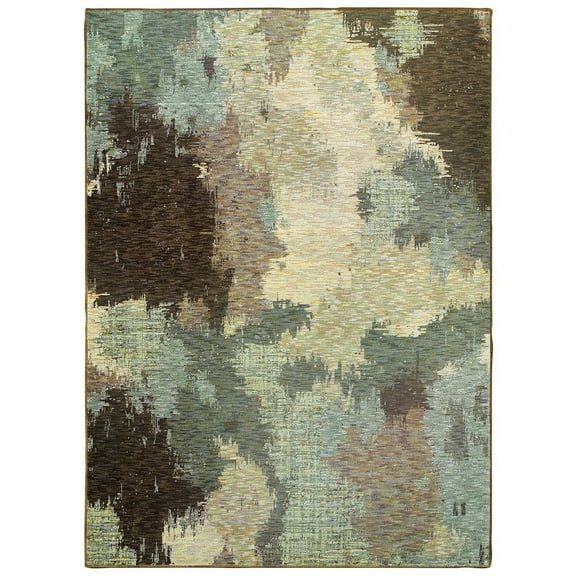 Oriental Weavers Evolution Area Rug - 8011B - 10' x 13'2" - in Blue/ Brown - Modern Style, Stain Resistant, Family and Pet Friendly , Family, Dining, Living Room Rug