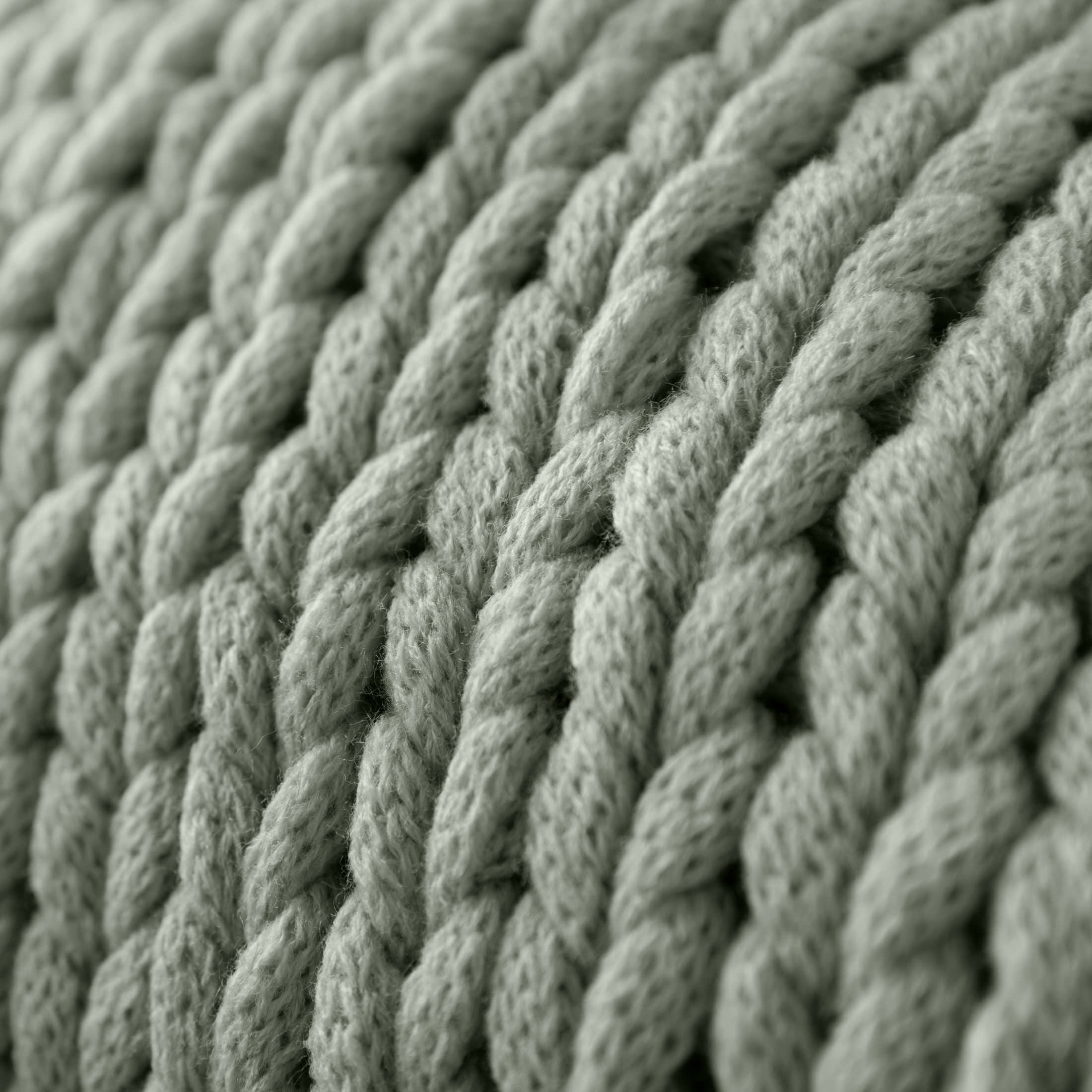 Comfort Canopy - Throw Blanket, Eucalyptus Green Chunky Soft Acrylic Hand-Knit Blanket