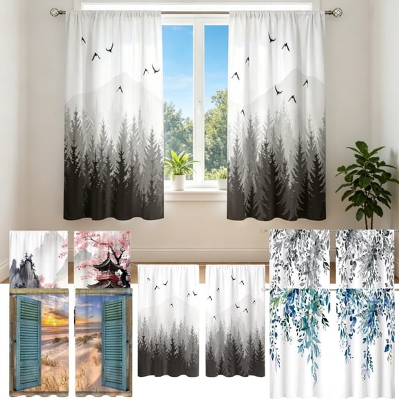 Forestwhale Short Window Curtain Light Filtering Polyester Blind Easy Install Bedroom & Living Room Shade 39.4" x 27.6"