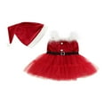 thumbnail image 1 of PENGXIANG Bébé Noël Ensembles Rouge Tulle Patchwork Robe de Noël Chapeau, 1 of 6