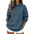 thumbnail image 3 of VBVC Women's Mock Neck Stretchy Sweatshirt , Fall Winter Pullover For Women , Ladies' Long Sleeve Hoodie with Zip Pocket , S-2XL, 3 of 9