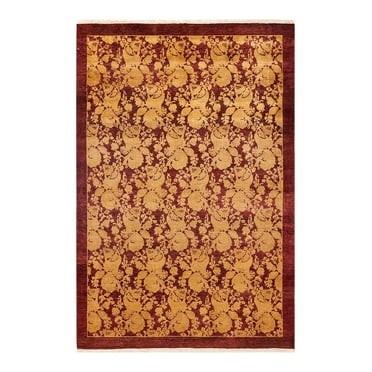 Hand-Knotted Wool Oriental Traditional Red Area Rug 4' 2" x 6' 0"