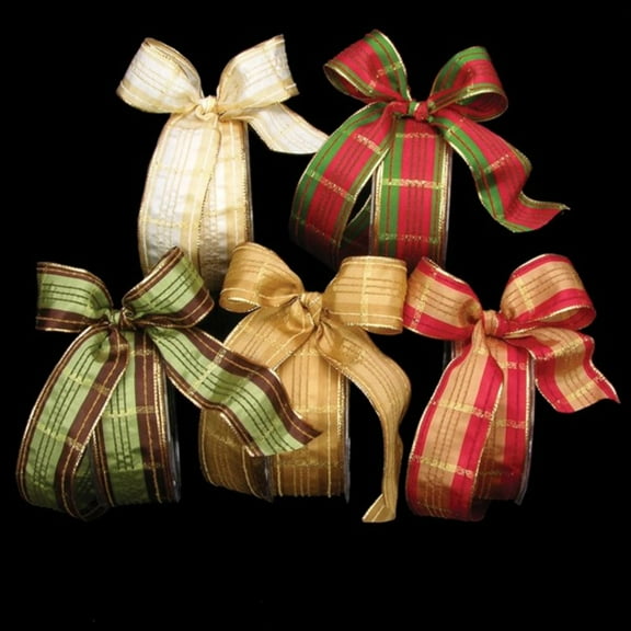 The Ribbon People Red and Green Festive Plaid French Wired Craft Ribbon 1.5" x 27 Yards