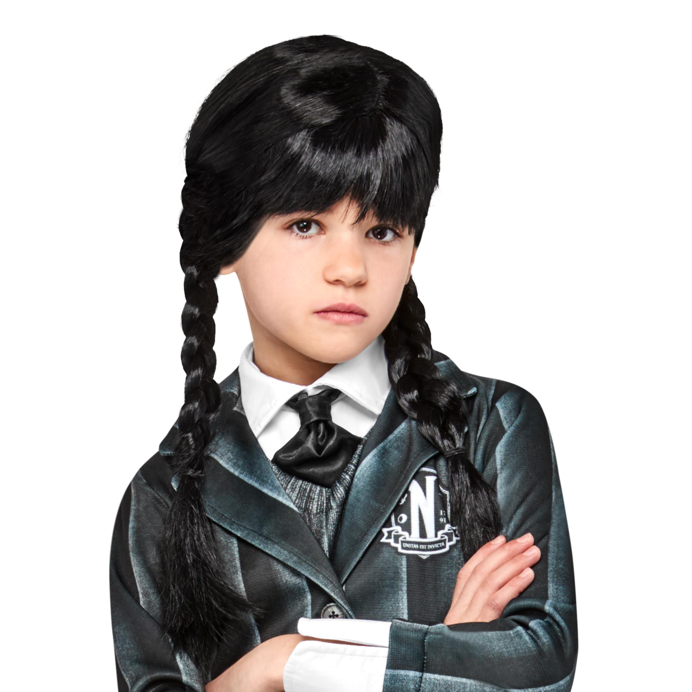 Wednesday Addams Long Black Braids Wig, a Halloween Accessory for Children, by Rubies
