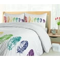 thumbnail image 4 of Ambesonne Hand Drawn Duvet Cover Sets, Rainbow Feathers, 2-King, Red Green Purple, 4 of 6