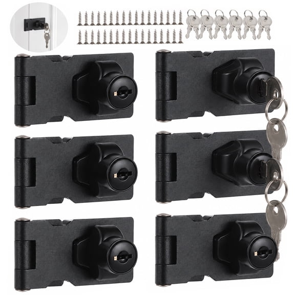 6 Pcs Keyed Hasp Locks, Twist Knob Locking Hasps with Keys, Stainless Steel Security Latches, Heavy-duty Safety Hasps for Cabinets, Small Doors