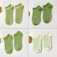 thumbnail image 6 of 4 Pairs Spring Summer Women Socks Leisure Short Tube Ship Socks (White Green), 6 of 9