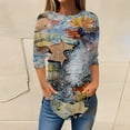 Women's Fall Tops Floral Print Tees Long Sleeve ONeck Tunic Tops for