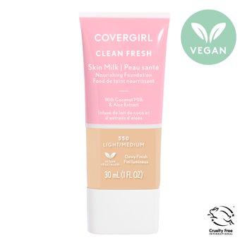 COVERGIRL Clean Fresh Skin Milk, Clean Vegan Formula, Light/ Medium, 1 fl oz, Lightweight Foundation
