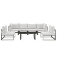 thumbnail image 1 of Modern Urban Contemporary 7 pcs Outdoor Patio Sectional Sofa Set, Brown White Fabric Steel, 1 of 7