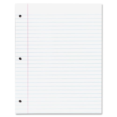 Pacon Ruled Composition Paper - Letter 500 Sheets - Wide Ruled - 0.38' Ruled Red Margin - 8 1/2' x 11' - White Paper - Hole-punched - 500 / Ream