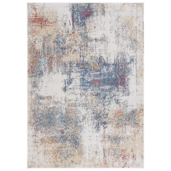 SAFAVIEH Phoenix Maralyn Abstract Area Rug, Ivory/Blue Rust, 4'5" x 6'5"
