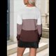 thumbnail image 4 of Suéter Informal de Larga con Cuello en V, Tejido Acanalado y Crochet Ligero para Mujer (Otoño 2025) Marrón Gris XL, 4 of 7