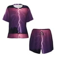 thumbnail image 5 of Wukai Thunderstorm Violet Purple Women's Pajama Set,Short-Sleeve Top and Shorts with Elastic Waistband and Pockets for Loungewear, Yoga, and Casual Wear-Small, 5 of 8