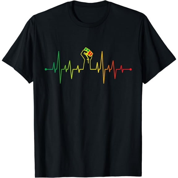Black Power Fist Heartbeat T-Shirt