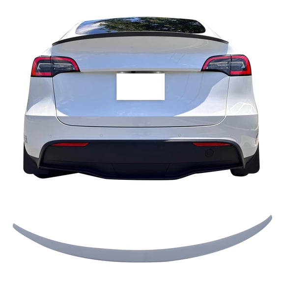 Ikon Motorsports Rear Trunk Deck Lid Spoiler Wing Lip for 2020-2025 Tesla Model Y OE Style Unpainted Gray ABS Plastic