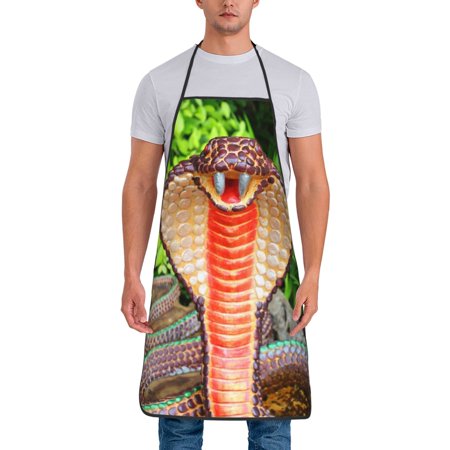 

Jgfou Cobra Snake Print Anti-fouling Apron for Men Women Waterproof Oil-Proof Kitchen Apron with Adjustable Straps Pocket and No-Pill No-Fade Fabric