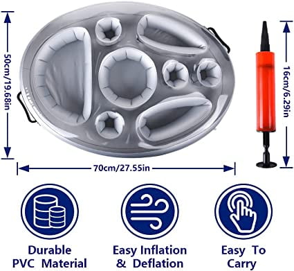 Bar Flottant Ananas Pour Piscine – Porte-gobelets Gonflable 2 En 1, 7 Trous, Glace, Boissons Et Snacks, été Plage