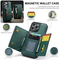 thumbnail image 3 of Dteck 2 in 1 Magnetic Detachable Back Cover Compatible with iPhone 12 Pro Max Wallet Case with Card Holder RFID Blocking PU Leather Pocket Flip Kickstand Slim Phone Case 6.7 Inch,Green, 3 of 10