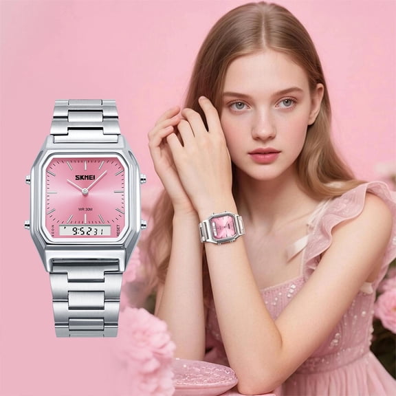 Gumesh Retro Square Women‘s Watch - Elegant Stainless Steel Band & Minimalist Dial, Water Resistant Quartz Watch with Luminous Hands for Daily Office Wear