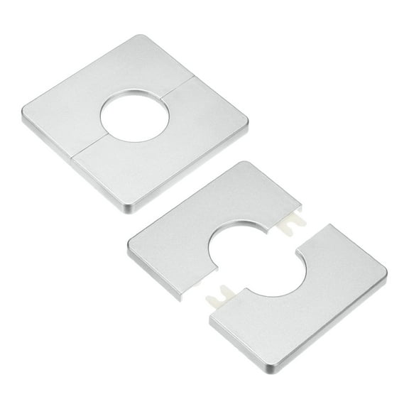 2-Pack Wall Split Flange, for 32mm OD Pipe ABS Escutcheon Plate Square Self-Adhesive Plumbing Cover Plates [Silver Tone]