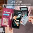 thumbnail image 4 of Nalacover Case for Samsung Z Fold3, PU Leather Wallet Phone Crossbody Flip Case with Credit Card Holder and Shoulder Wrist Strap Magnetic Stand Shockproof Cover for Samsung Galaxy Z Fold3, Winered, 4 of 14