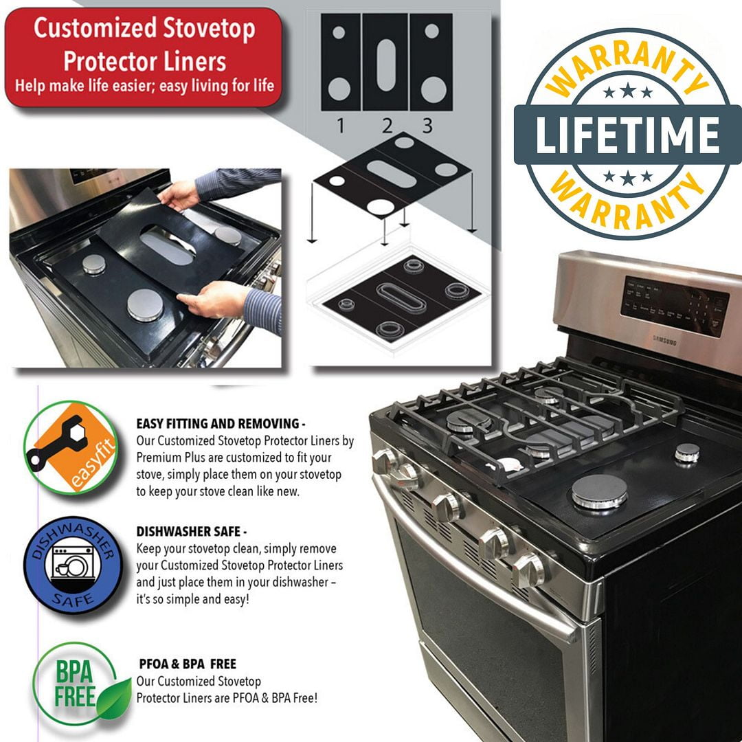 Premium Plus Stove Protectors for LG Gas Range Model LDGL6924S, Custom Cut, Easy to Clean Stove Liner, Made in the USA.