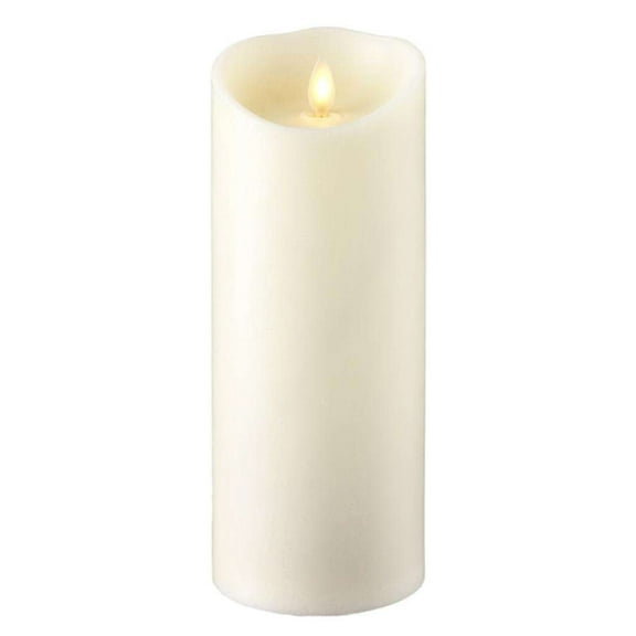 Liown 37070 - 9" Ivory Wax Push Flame LED Pillar Candle with Timer
