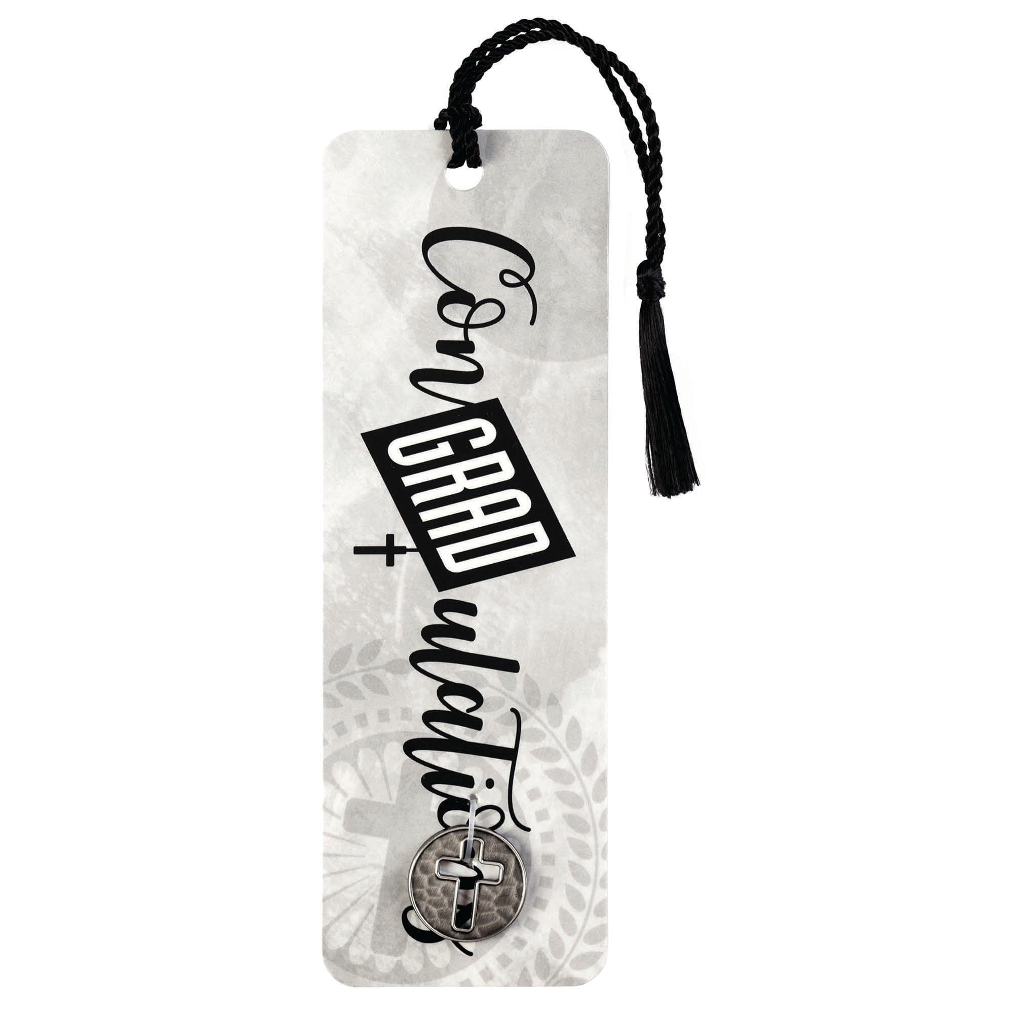 Dicksons ConGRADulations for I Know The Plans Tassel and Coin Decoration Black and White 6 x 2 Paper and Coin Bookmark Pack of 12