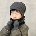 thumbnail image 4 of Dengjunhu 3Pcs/Set Boys Beanie Hat,Fleece Lined Hat Scarves Gloves for Toddler Boy Girls Children, Winter Warm Knit Cap for Little Kids, 4 of 7