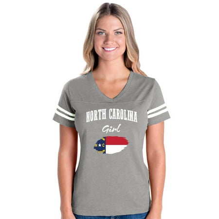 - North Carolina Girl Womens V-Neck Fine Jersey Tee