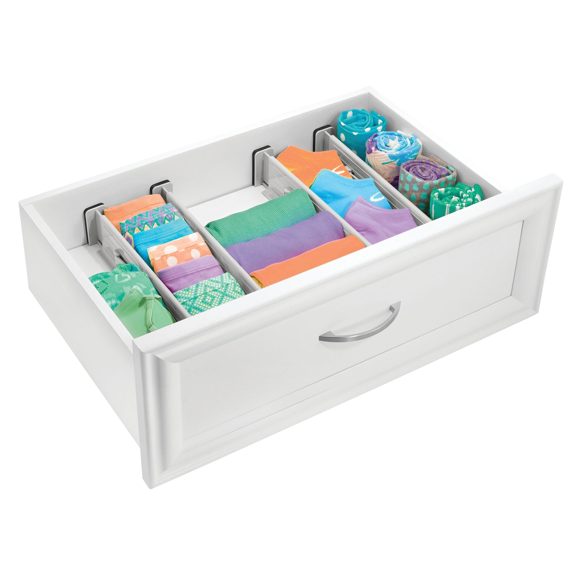 2.5" High 4 Pack White mDesign Expandable Dresser Drawer Organizer/Divider 