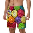 thumbnail image 2 of Balery Brightly Colored Cupcakes Mens Swim Trunks Swim Shorts for Men Quick Dry Inseam Beach Shorts with Compression Liner Pocket-Small, 2 of 9