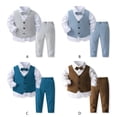 thumbnail image 3 of Boys 4 Piece Gentleman Suits Set Long Sleeve Shirts Vest Pants Outfits Set with Tie Wedding Birthday Party Suit, 3 of 3