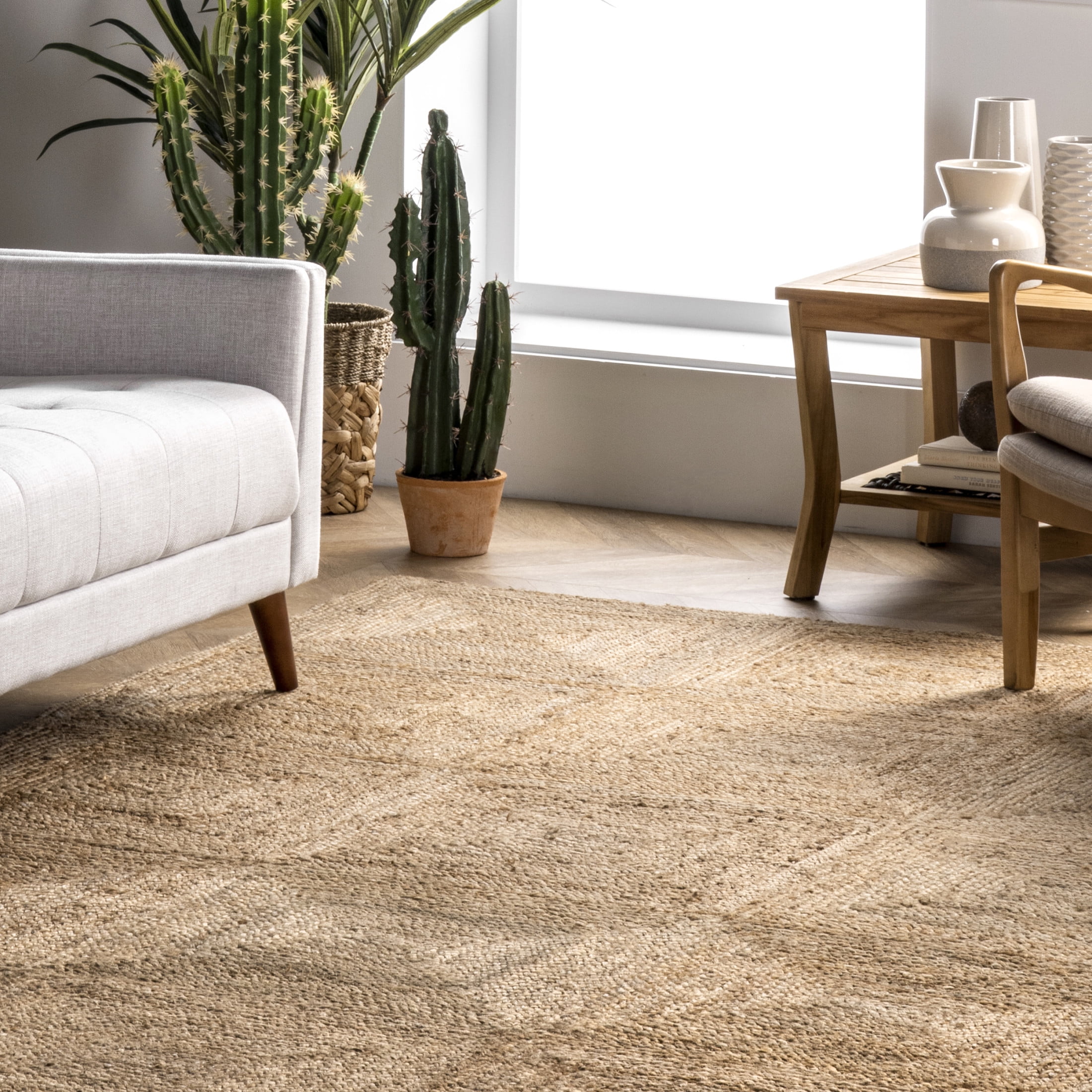 Rugs USA Juniper Tiled Jute Area Rug, 3' x 5', Christie Natural