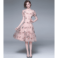 thumbnail image 4 of Vêtements pour Femmes Jupe Été Col Carré Papillon Maille Manches Courtes Mi-Longue Robe, 4 of 4