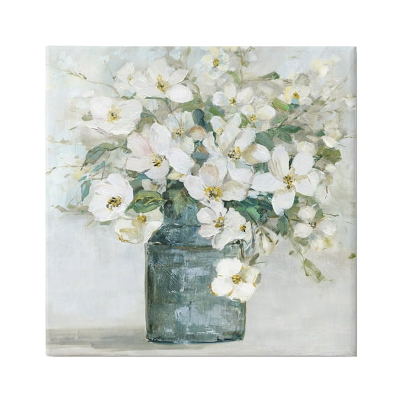 Stupell Industries White Geranium Bouquet Blossoming Flower Arrangement Vase Painting Gallery Wrapped Canvas Print Wall Art, Design by Sally Swatland