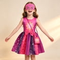 thumbnail image 6 of Pink Purple Superhero Spider Dress Costume with Eye Mask Bag for Festive Halloween Party Cosplay Outfit 110, 6 of 7