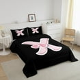 thumbnail image 3 of Erosebridal Black Pink Bowknot Comforter Sets King Size, Initial Letter X Comforters & Duvets, Cartoon Monogrammed Reversible Duvet Insert, Breathable Bedroom Decorative, 3pcs, 3 of 8