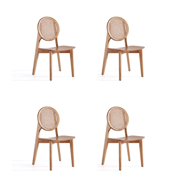 Manhattan Comfort Versailles Round Dining Chair in Nature Cane - Set of 4