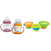 Munchkin 4 Ounce Transition Cup Set with Stay Put Suction Bowls, Pink