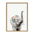 thumbnail image 2 of Kate and Laurel Sylvie Flower Crown Elephant Framed Canvas Wall Art by Amy Peterson Art Studio, 18x24 Natural, Cute Animal Art for Wall Decor, 2 of 6