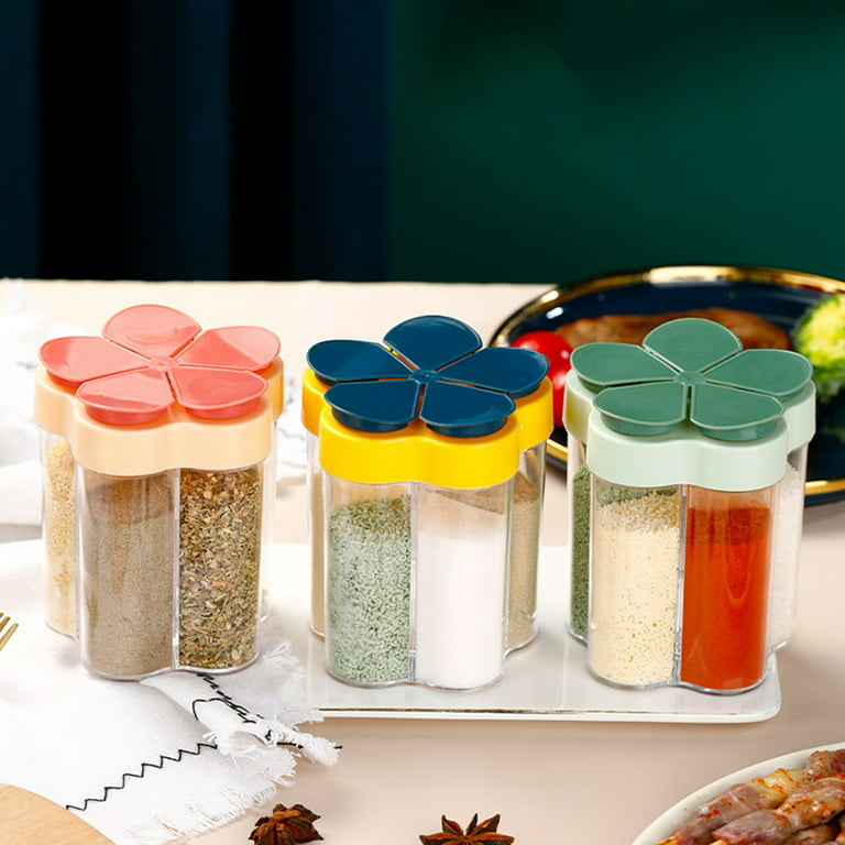 Dream Lifestyle Plastic Spice Jars/Bottles, Water-Proof Spice Containers  with 5 compartments for enclosed ,Creative Seasoning Box with Shaker Lids  for