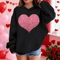 thumbnail image 4 of Girls Black Sequin Heart Hoodie, Oversized Sparkly Pullover with No Drawstring, 100% Polyester, Youth Sizes 100-160,Size 11 T, 4 of 8