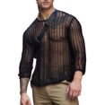 thumbnail image 4 of Men Hollow See Through Top Men See Through Knit Top Men Hollow See Through Undershirt Men Hollow See Through Top Lightweight Grid Pure Color Breathable Long Sleeve Knit Undershirt ANGGREK Otros, 4 of 5